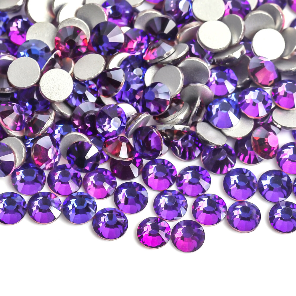 Purple Velvet Crystal Rhinestones Flatback Glass Gems for DIY Crafts Nails Decor