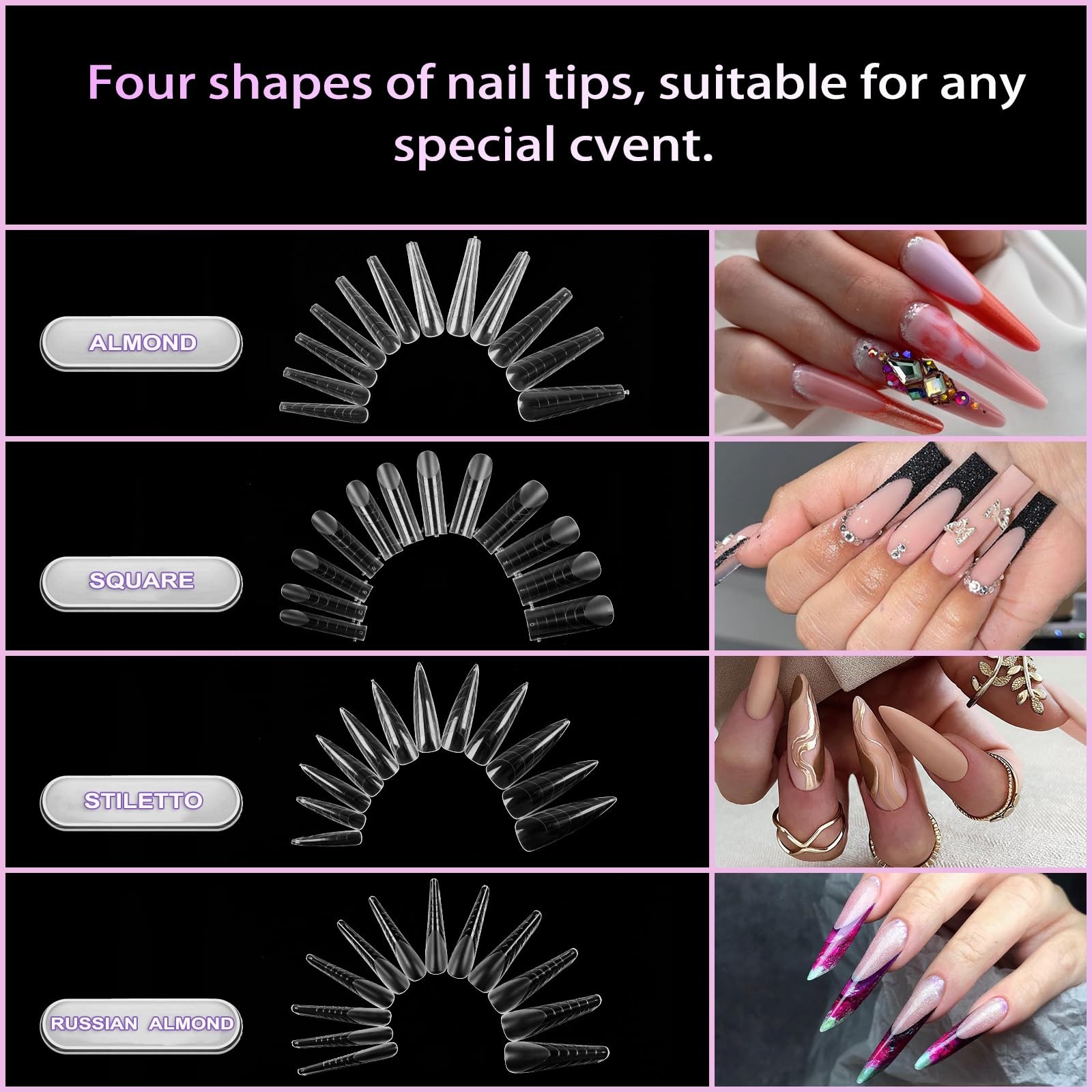 288PCS Nail Dual Forms for French Nails, Dual Nail Forms Molds Acrylic Nail Tips