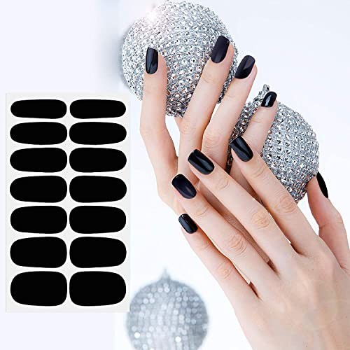 16 Sheets Dark Nail Wraps Solid Color Nail Polish Stickers Luxury Dark Style
