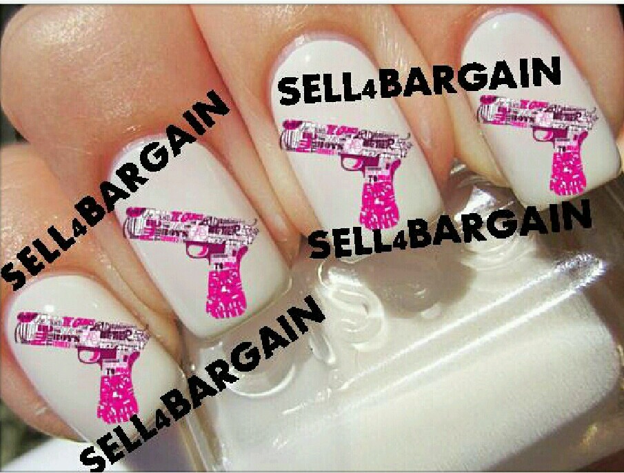 Pink Guns LOGO》Girls with Guns》SHOOTING BREAST CANCER》Tattoo Nail Art Decals