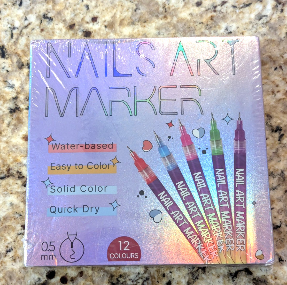 Nails Art Marker 12 piece Set Water Based Quick Dry 0.5mm