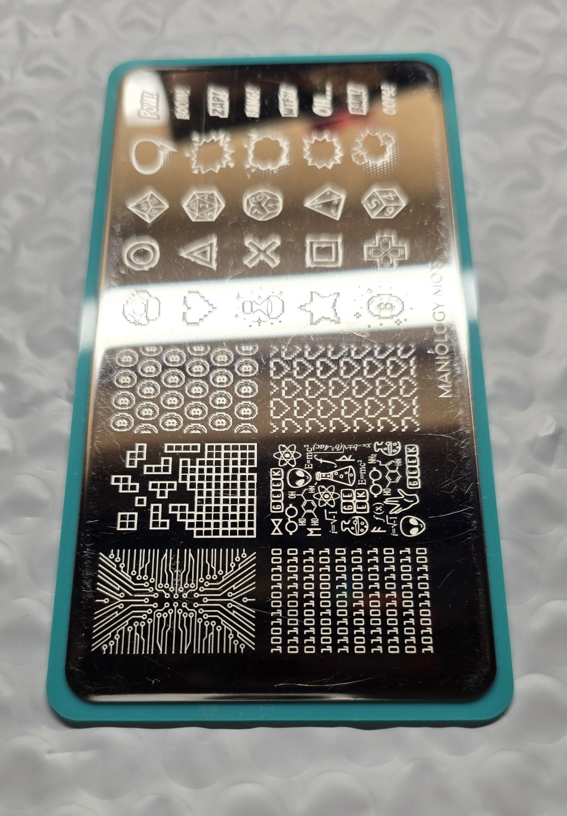 Maniology M016 Nail Stamp Plate Rebel Yell Comic Animation Bubbles Tetris Gamer