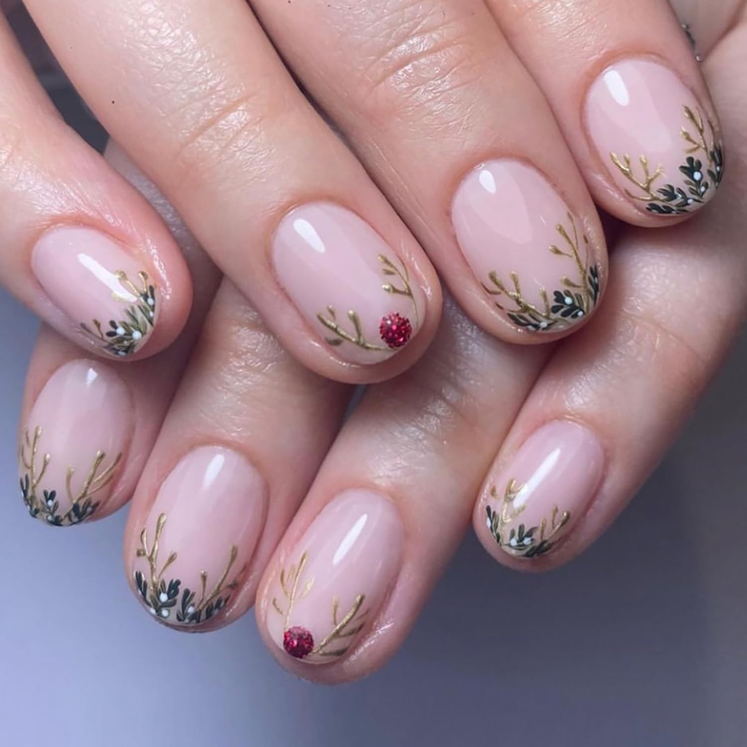 Press on Nails Christmas Acrylic Glossy Full Cover Winter Square False Nails …