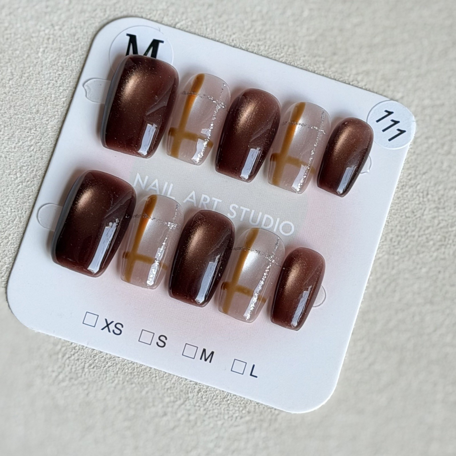 Unique Handmade Press-On Nails Size M | One of a Kind Set, Reusable 111