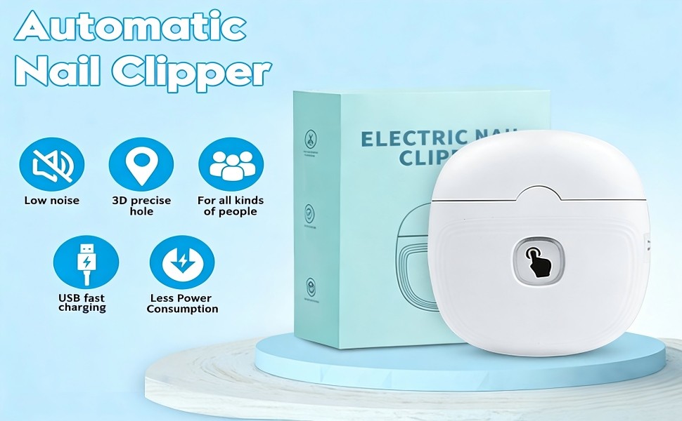 Electric Nail Clipper & Nail File: Automatic Trimmer with LED Light,