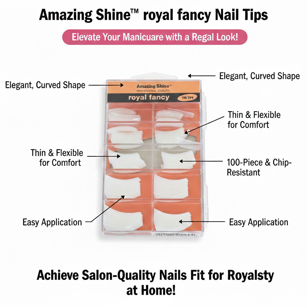 Royal Fancy Nail Tips Amazing Shine 100 Count Clear Acrylic Gel Extension Tips