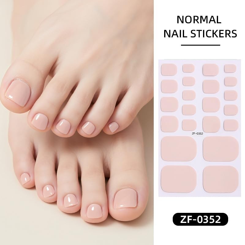 Solid Color Full Nail Wraps Elegant Simple Toe Nail Polish Stickers Nude Pink…