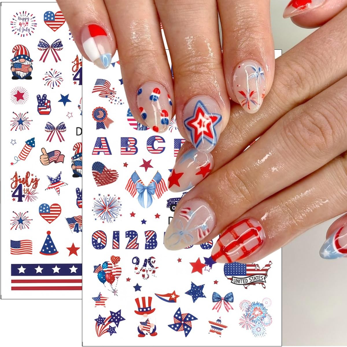 4th of July Independence Day 3D Self Adhesive Nail Stickers for Nail Art
