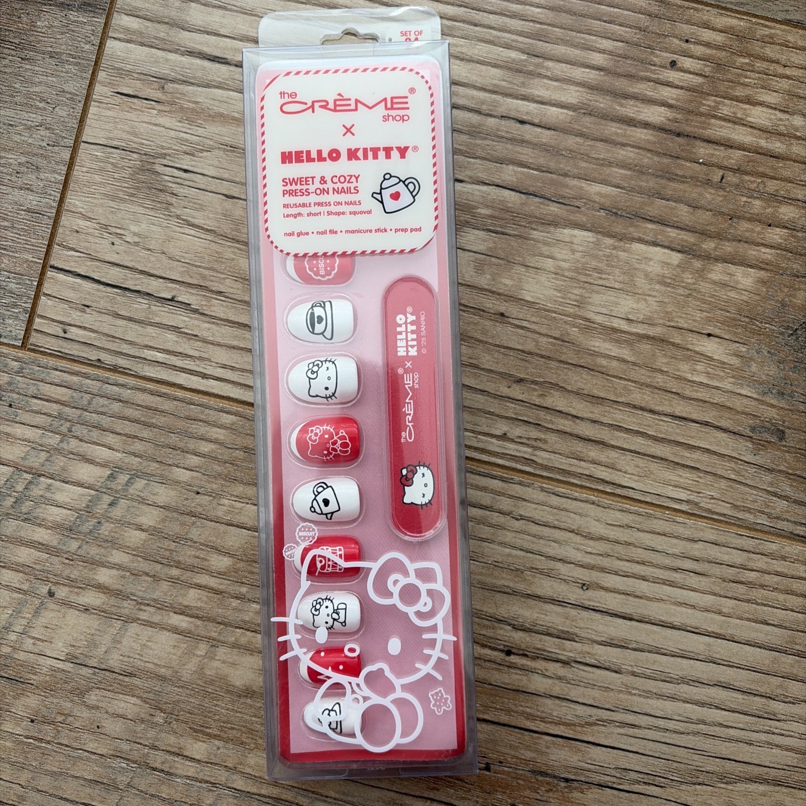 The Crème Shop Press On Nails Hello Kitty 24 Nails Velvet Sparkle Brand New