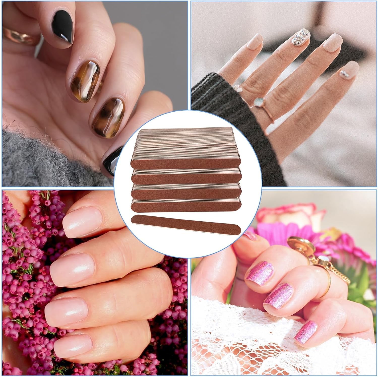 Wooden Nail Files, 7 Inches Emery Board Nail File for Nails,