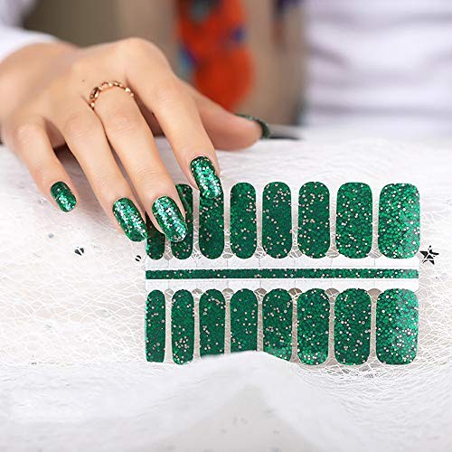 5 Sheets Nail Polish Strips Set with 1pc Nail File Glitter Sequins Design KIT4