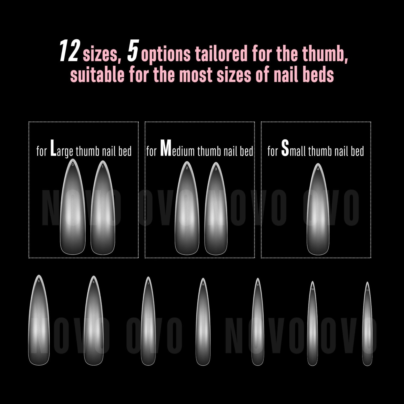 XXL Curved Almond Stiletto Nail Tips – 240 Pcs Clear Press-On Gel Nails, Extra T