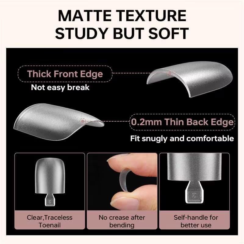 300 Pcs Gel X Toe Nail Tips, 15 Sizes Extra Wide Large Toenail Tips Full Cover,