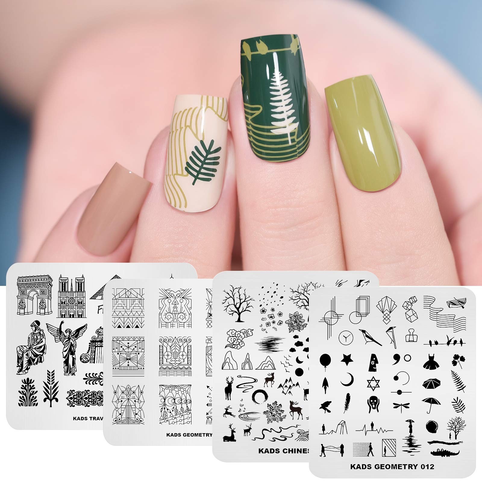 20Pcs Nail Art Stamping Plates Set – Floral, Animal & Leaf Designs for DIY Manic