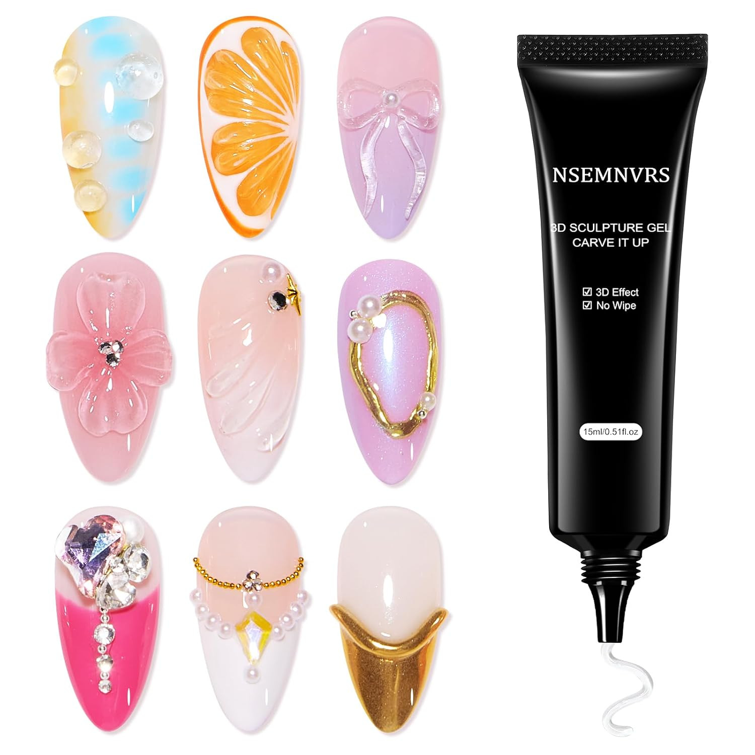 3D Sculpting Gel for Nail Art, Rhinestone Glue for Molding, Sculpture, Decoratio
