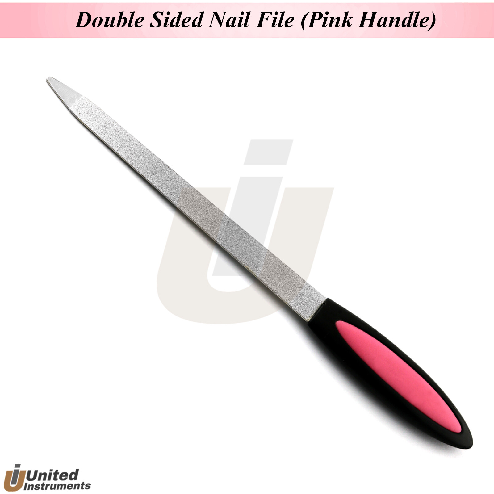 Manicure Pedicure Art Nail File Double Sided Metal With Pink Plastic Handle New