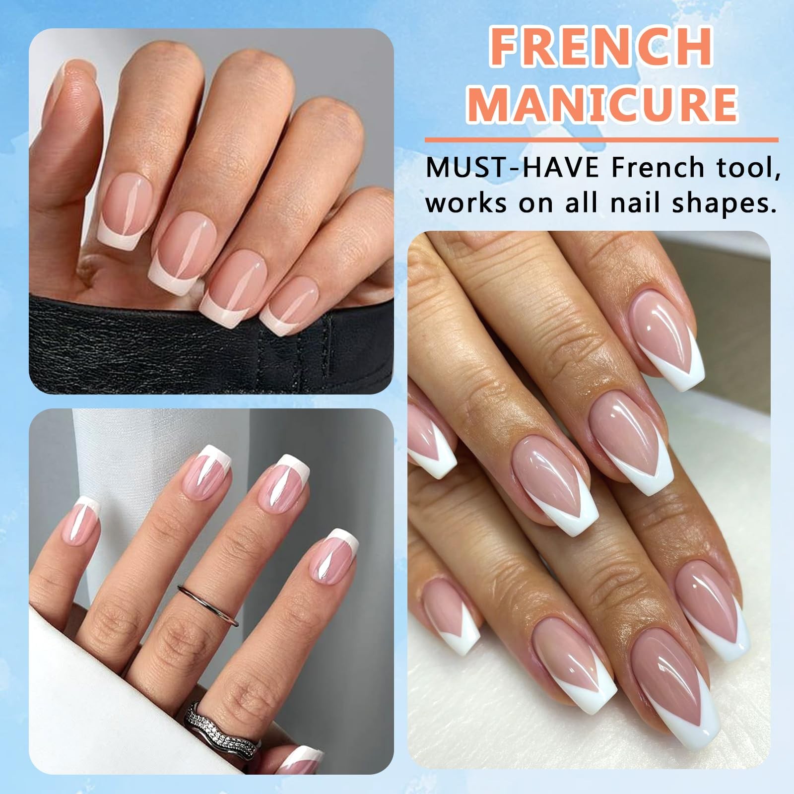 French Tip Tool- 4 Pcs Nail Stamper Kit Clear Silicone Nails Stamping Long & …