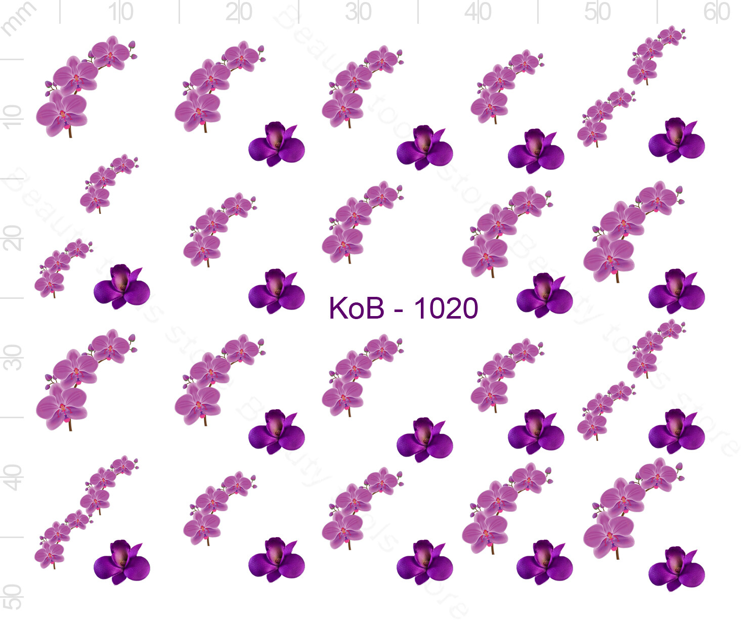 Nail Art Water Transfer Sticker Decal Stickers Pretty Purple Flowers KoB-1020