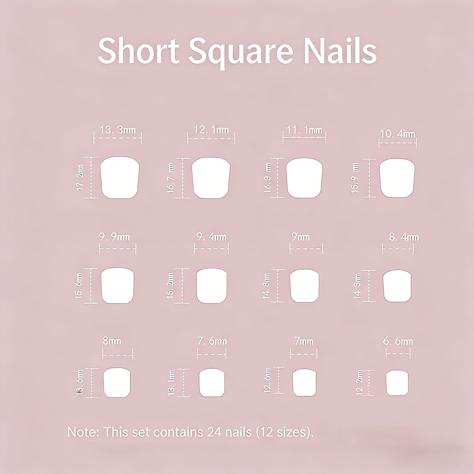 Pink Ombre Short Square Press On Nails 24Pcs Reusable Acrylic False Nails