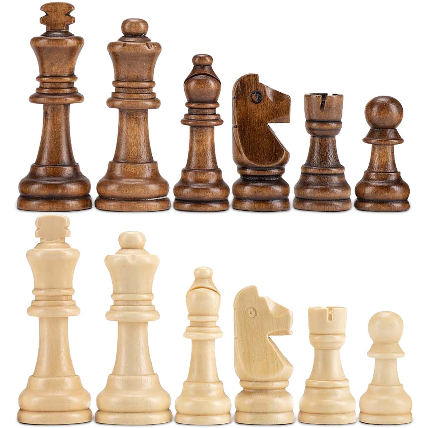 AMEROUS Wooden Chess Pieces Only, Staunton Style Wood Chessmen Medium, Brown