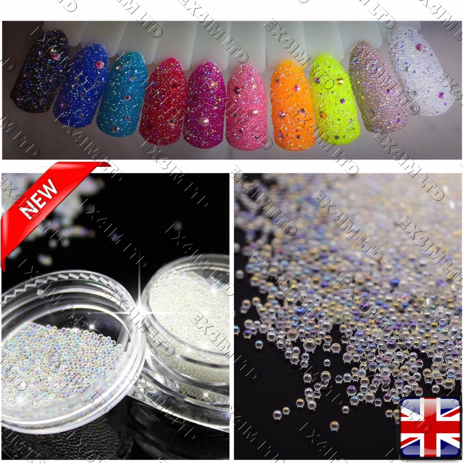 0.6mm AB Crystal Glass Caviar Beads Tiny 3D Micro Pixie Mermaid Nails Art Hot