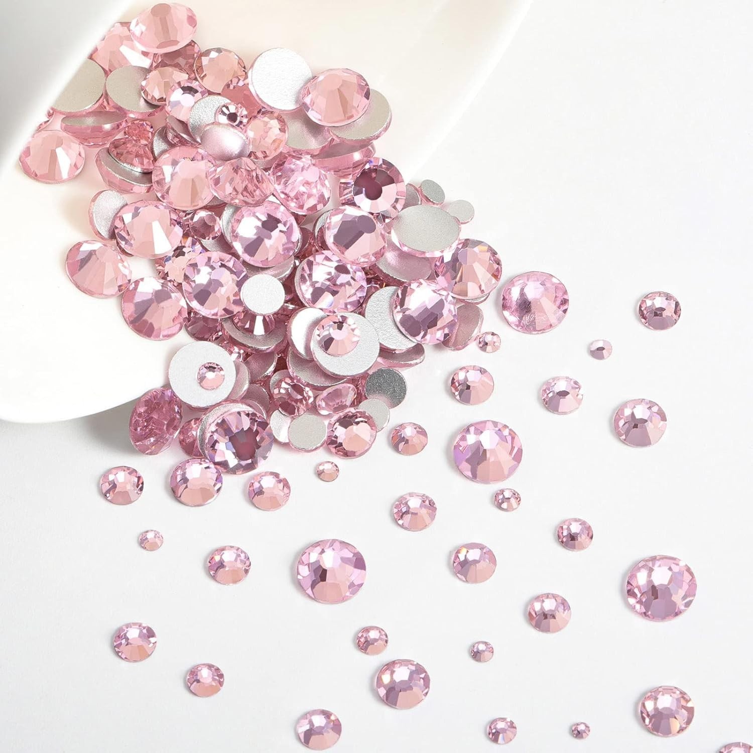 Rhinestones for Makeup,8 Sizes 2500pcs Pink Flatback Rhinestones Face Gems fo…