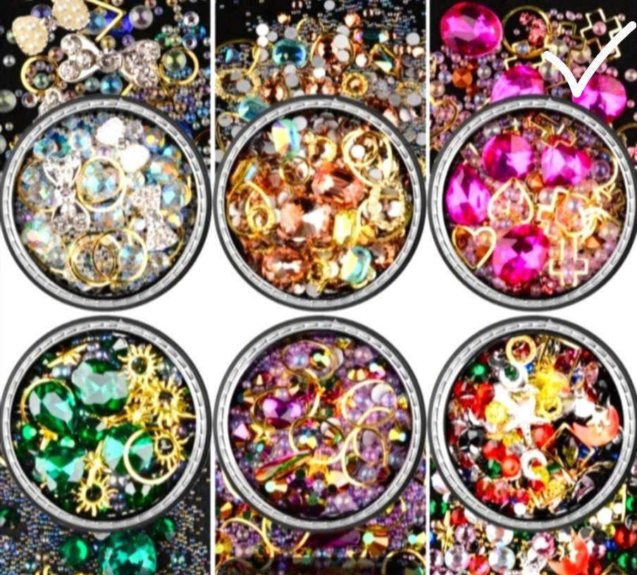 NWT NAIL ART DESIGN GEMS, BEADS & FINDINGS MIXTURE: DEEP PINK CRYSTAL!