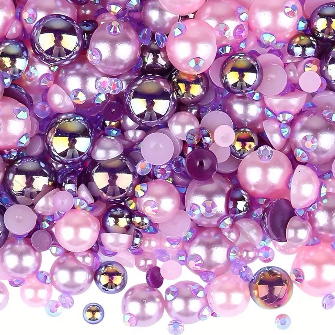 Rhinestones 25grms of Mixed sized Purple & Pink Stones , 2-10Mm Flat back beads
