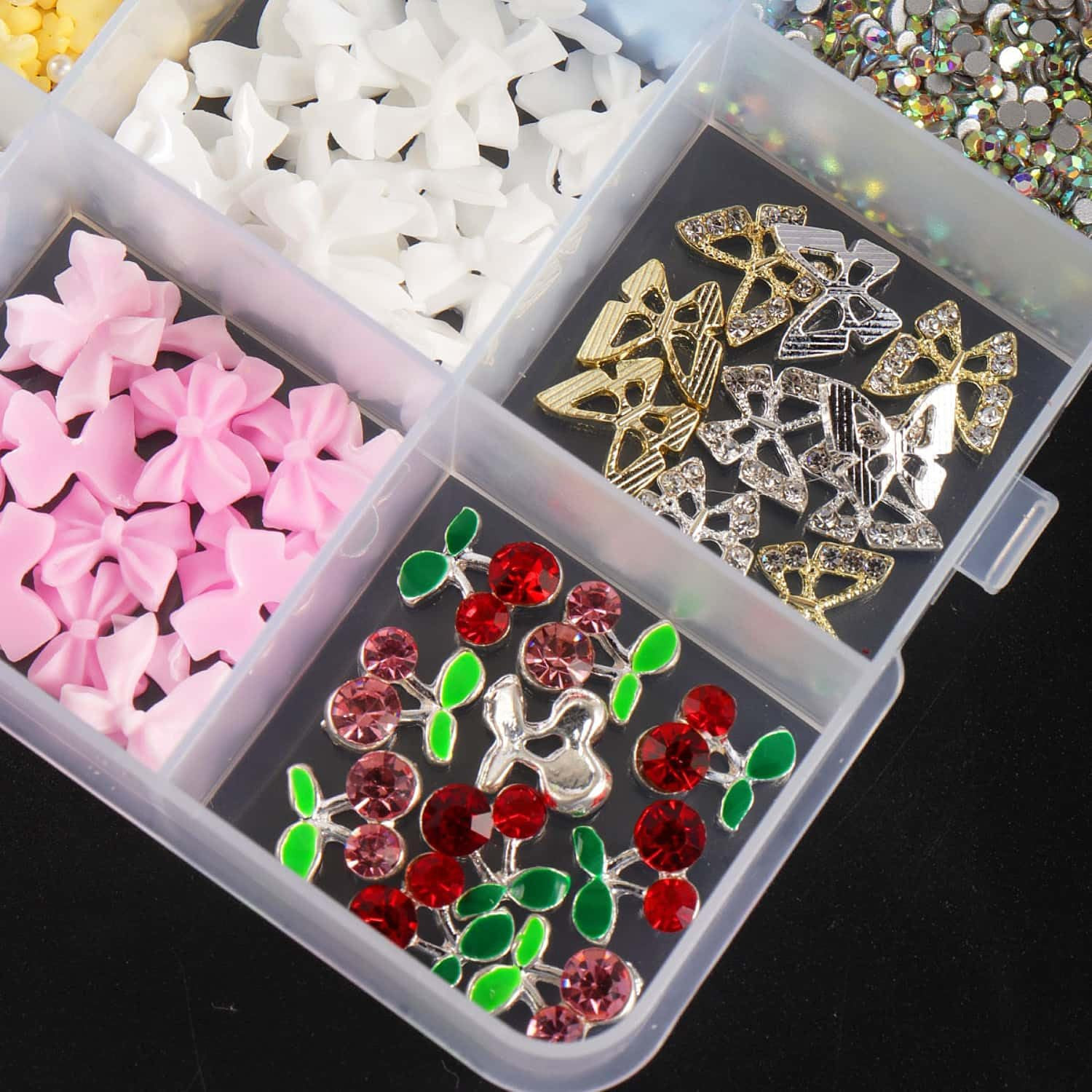 3200PCS 3D Nail Charms Set – Bulk Bow Nail & Flower Nail Charm, Flatback Pearls,