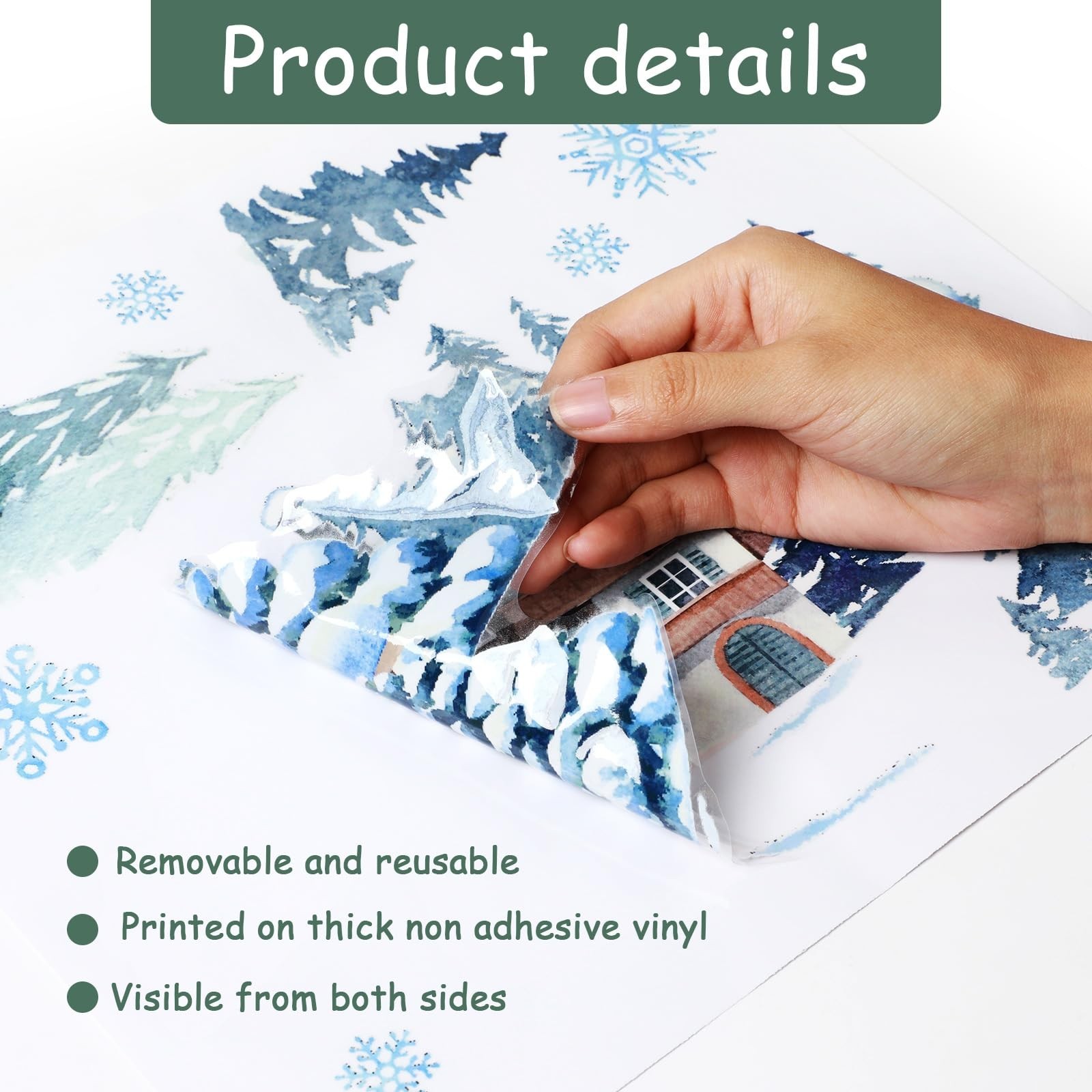 94Pcs Winter Window Decals – Christmas Tree & Reindeer Window Stickers for Gl…