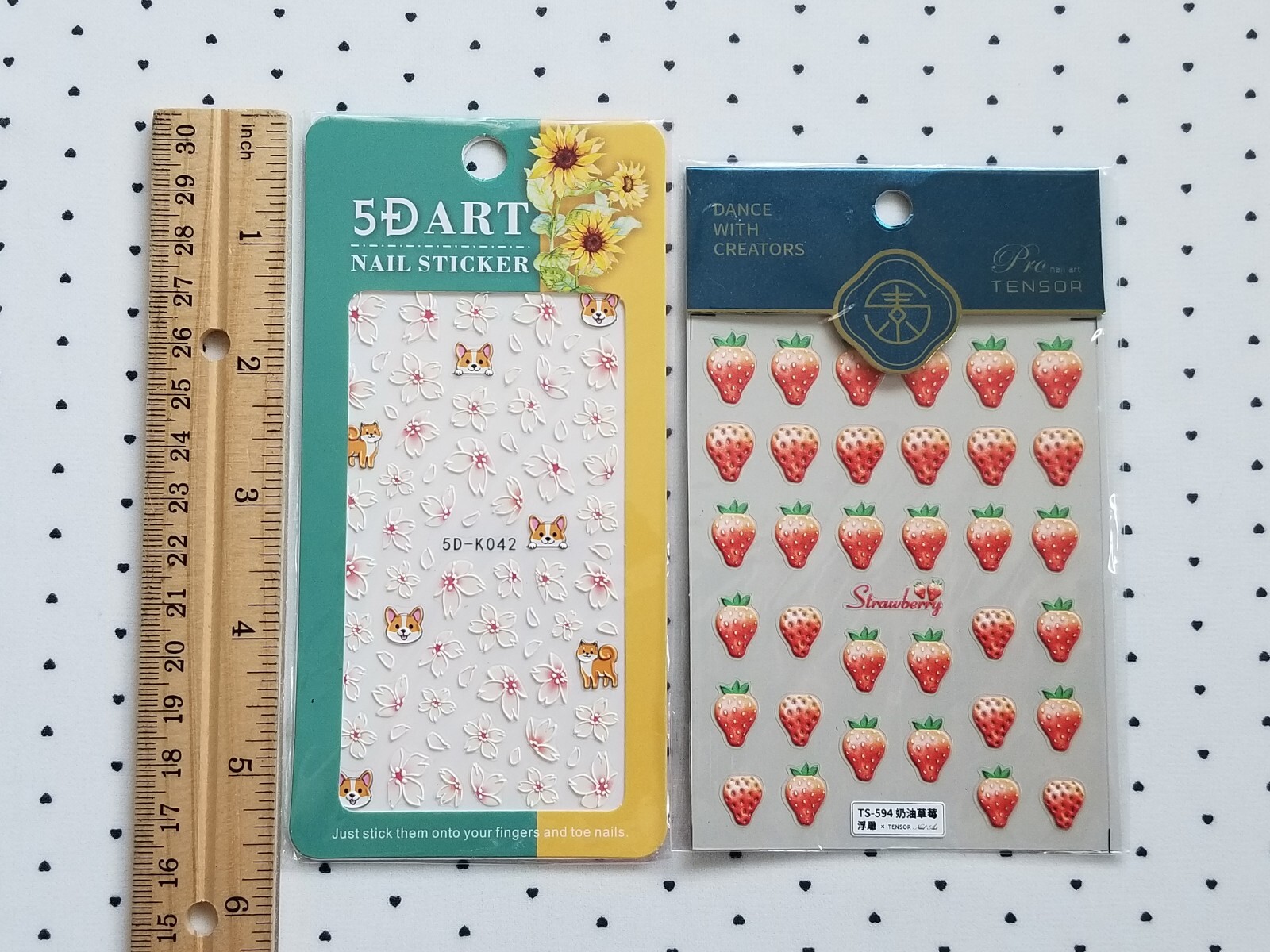 Nail Art Stickers 5D Embossed Peel Off Self Adhesive 10 Sheets Strawberry Sakura