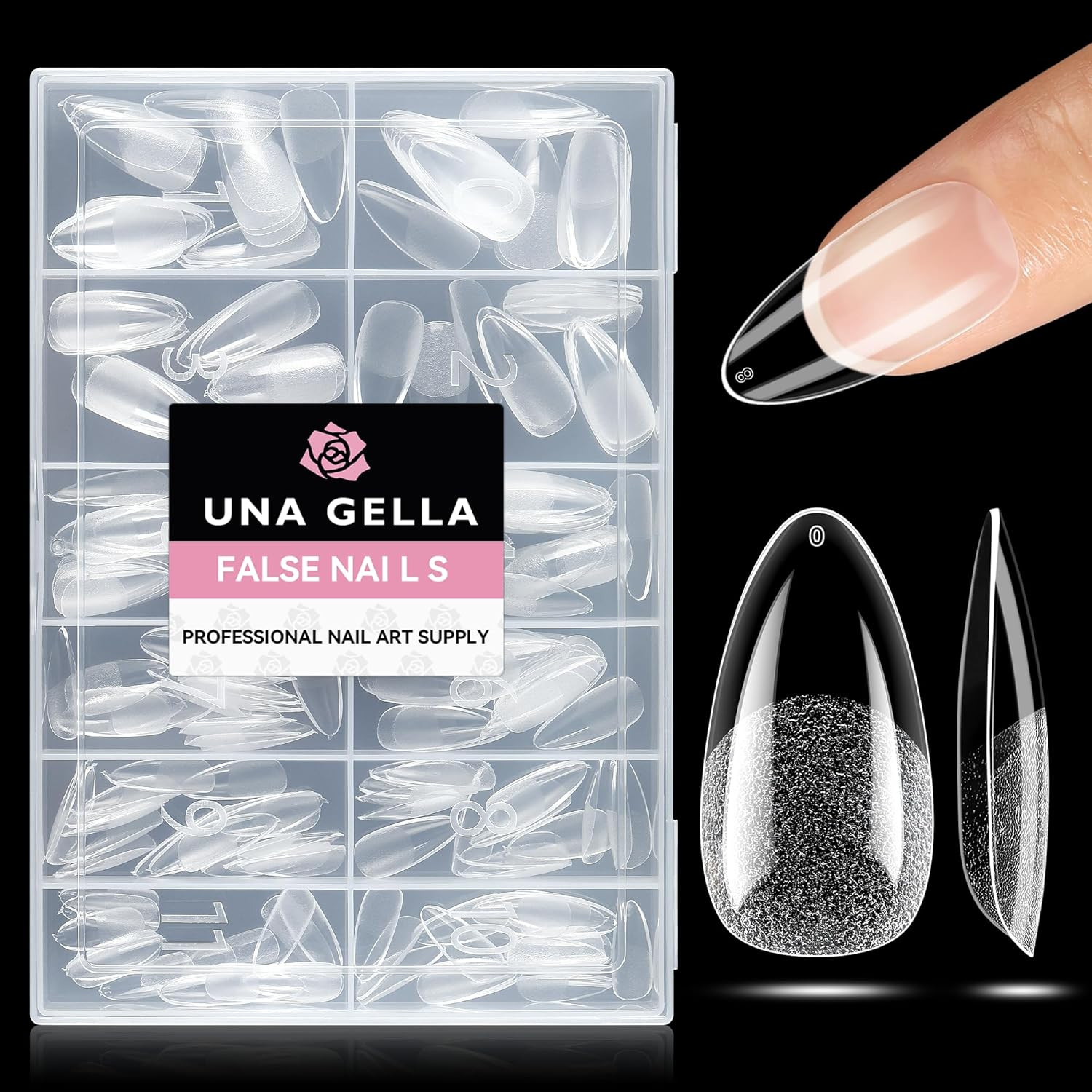 UNA GELLA Almond Fake Nails 216Pcs Medium Almond Press on Nails Pre-Shape Gel Na