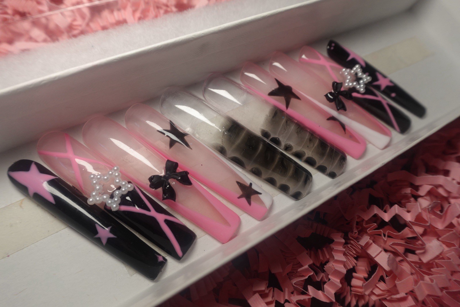 Pink Star Baddie Nail Set