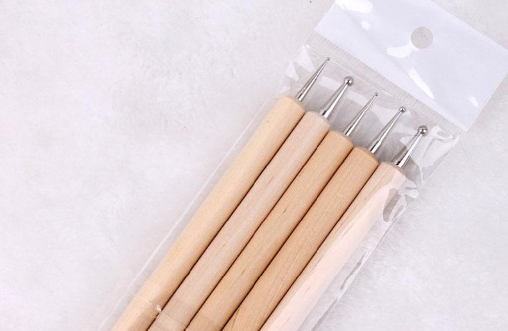 Nail Art Stamping Image Plate 5 Pc Dotting Marbleizing Pen Stamper Scraper Kit