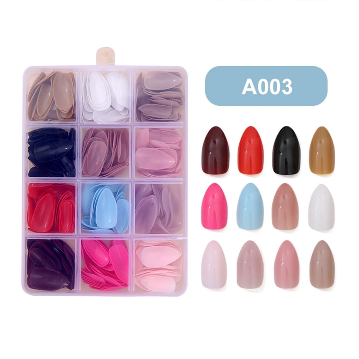 288Pcs Short Almond Press On Nails 12 Color Set