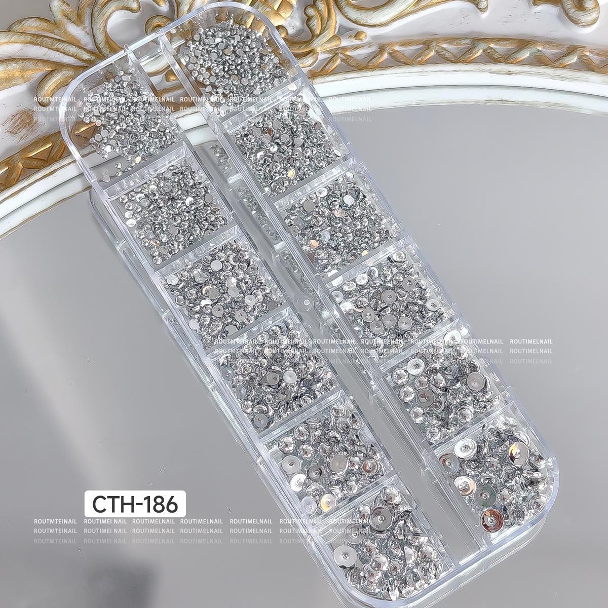 Mixed Half Pearls & Dollar Charms Set, Gold Silver Alloy Nail Decor in 12 Grid