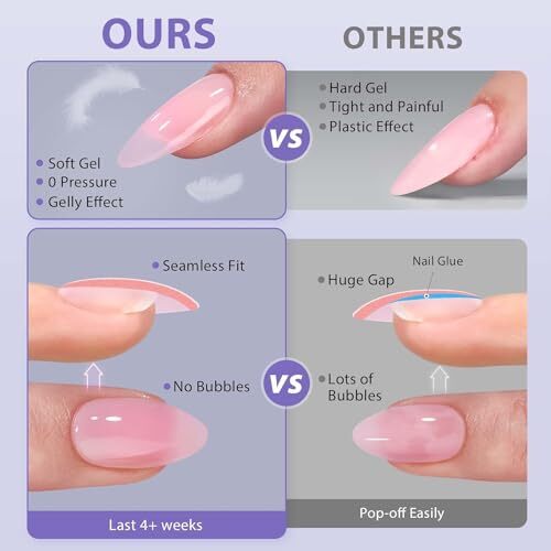 XCOATTIPS Natural Nail Tips – Extra Short Almond Press On Nails A1-XS Almond