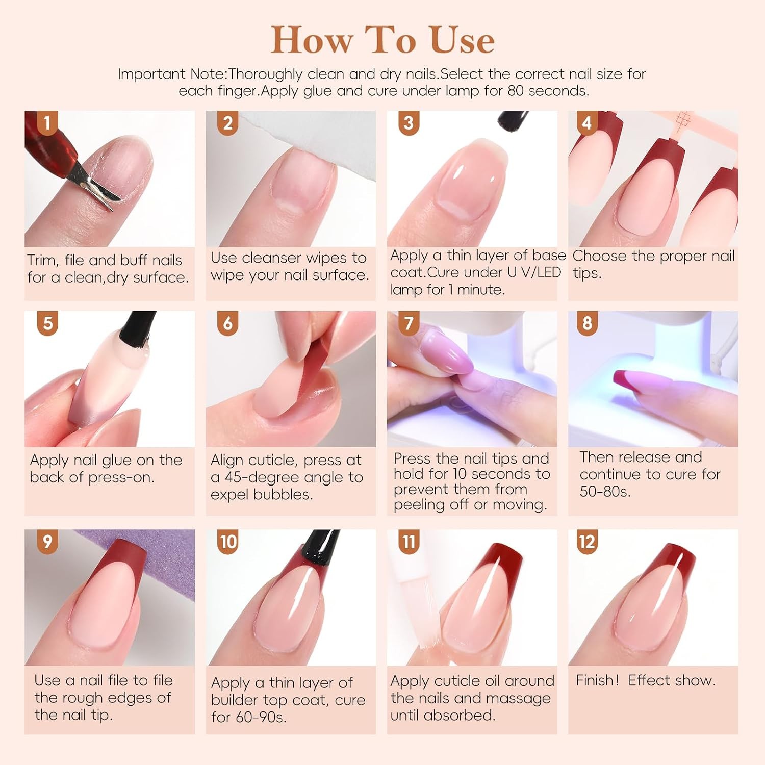 French Tip Press On Nails Kit – 150Pcs Long Coffin Gel Nail Kit