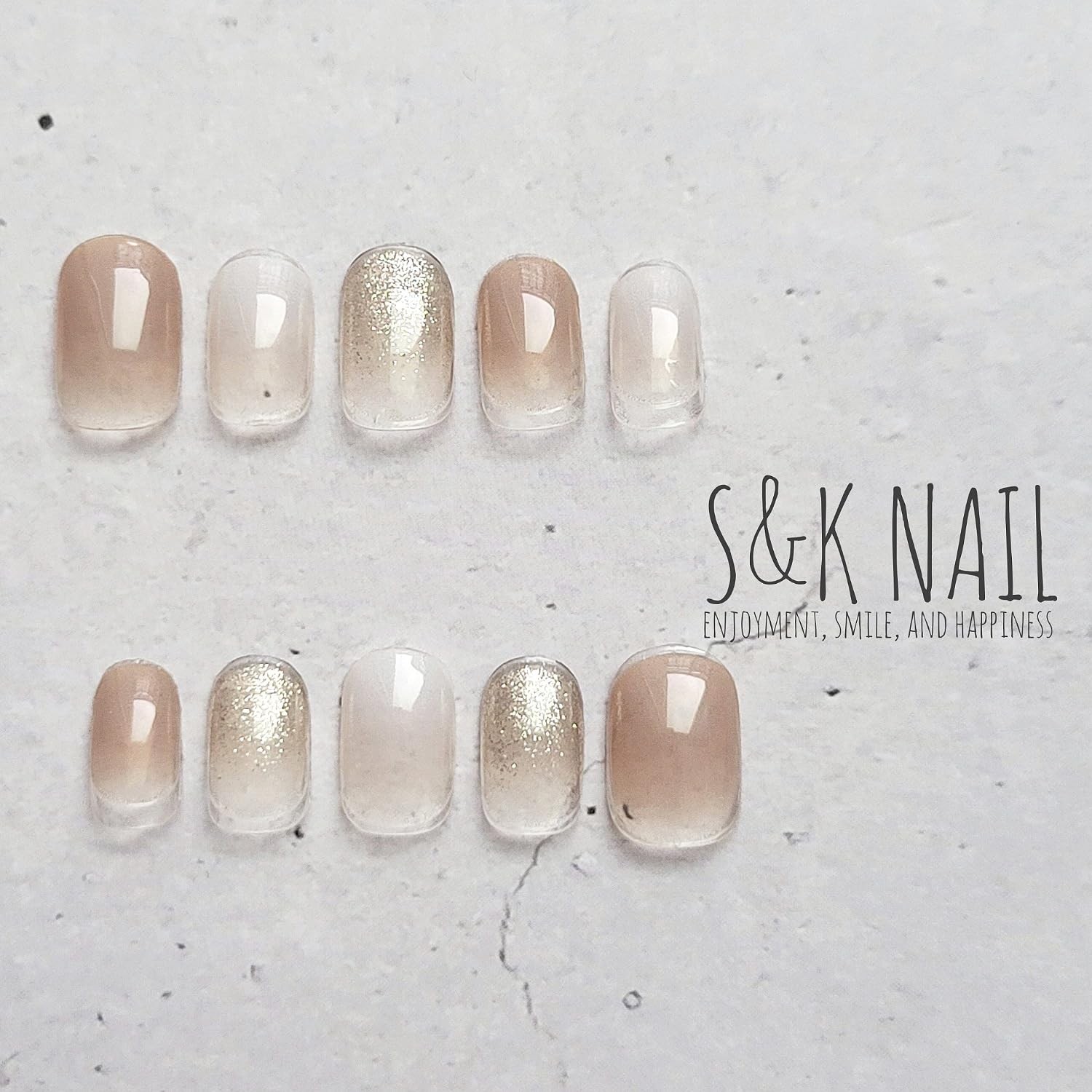 Nail Stickers Milk Tea Latte Gel-Style No-Harden 20pcs Japan