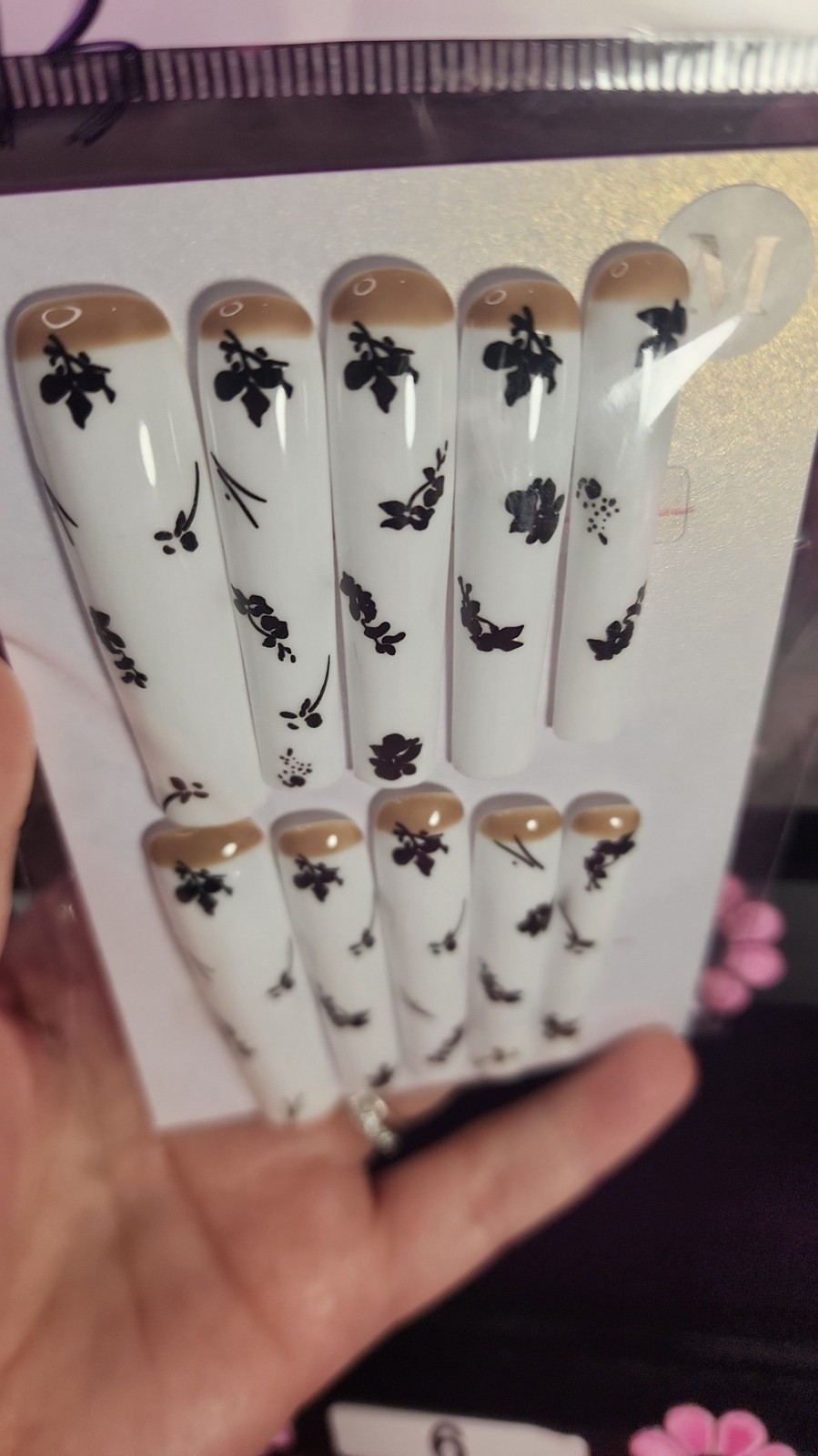 Medium Size Super Long White Square Handmade 10 Pc Press-on Nail Set