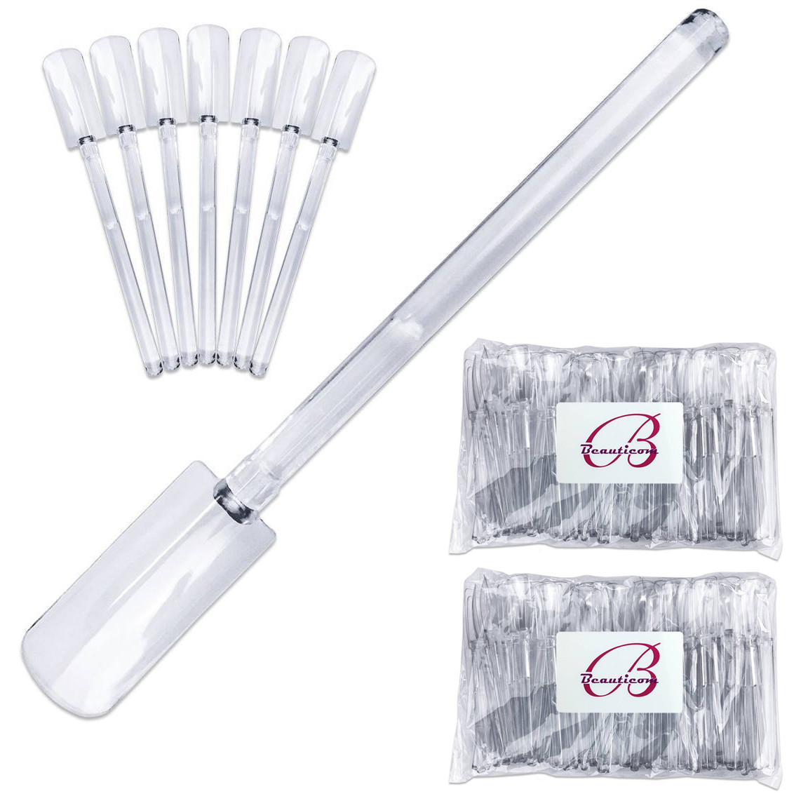100pcs Beauticom Refill Clear Plastic Extra Nail Art Color Display Tip Sticks