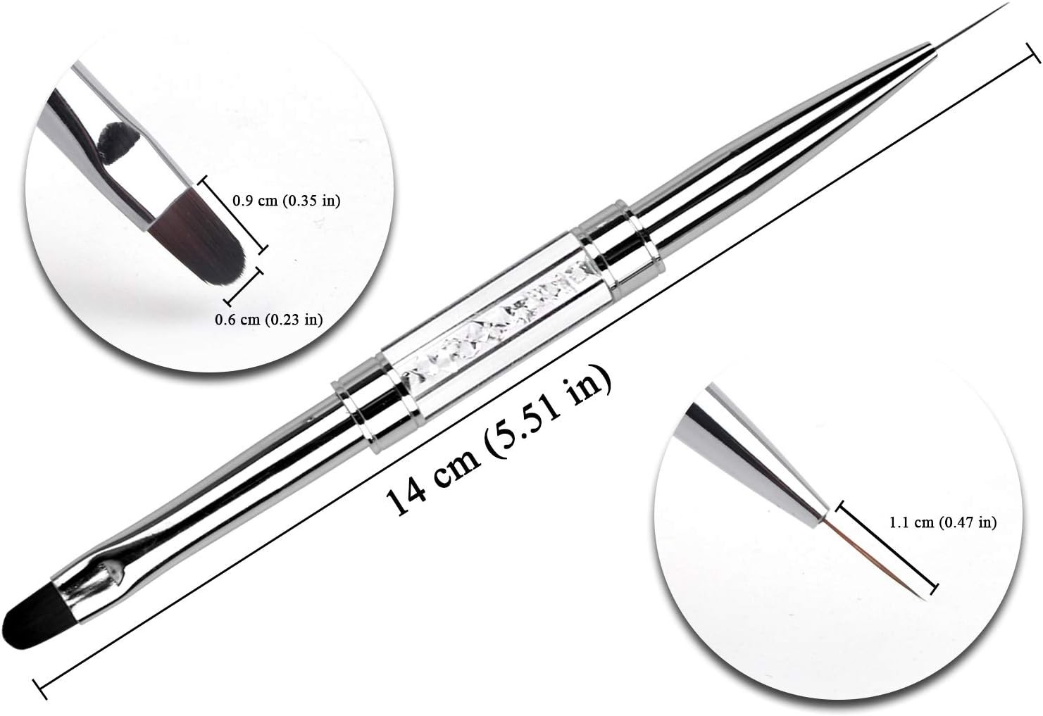 -ended UV Builder l Nail Brush Rhinestone Handle Nail Art Liner