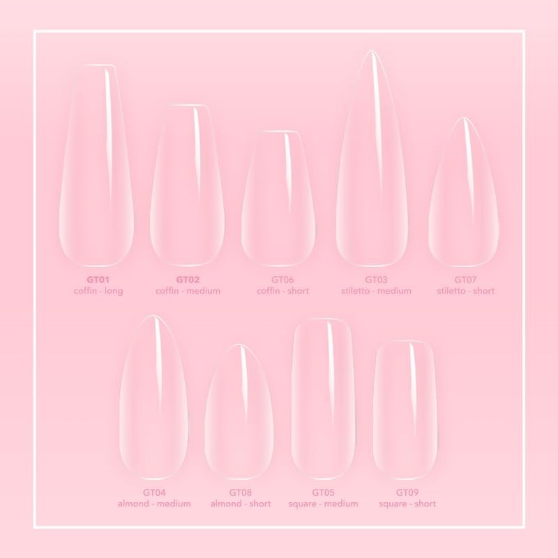 Gelly Tips Starter Kit Long Coffin 500pc Glossy No Lamp Builder Gel
