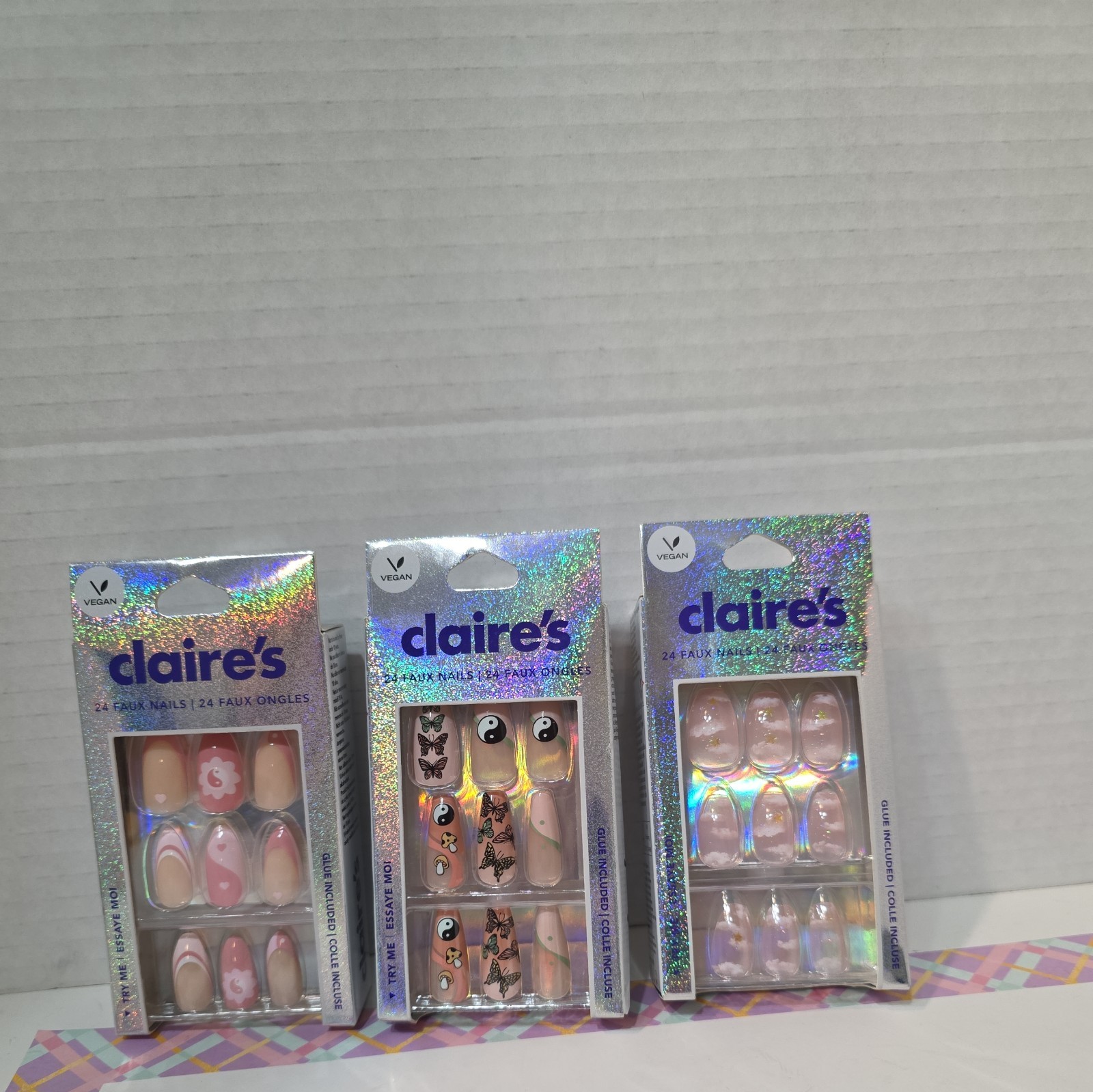 NIB Claire’s Faux Nails -Lot/3 Boxes the nail glue Included!!