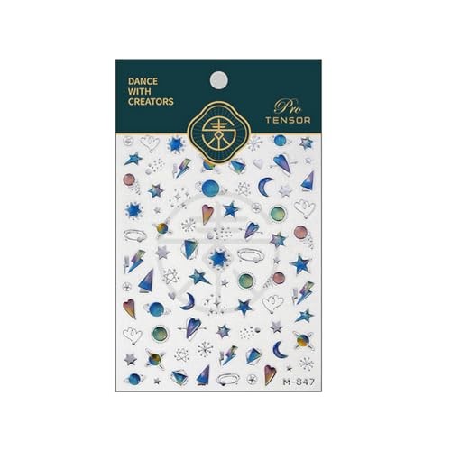 Star Nail Stickers for Nail Art 5D Embossed Blue Nail Art Stickers Aurora Star