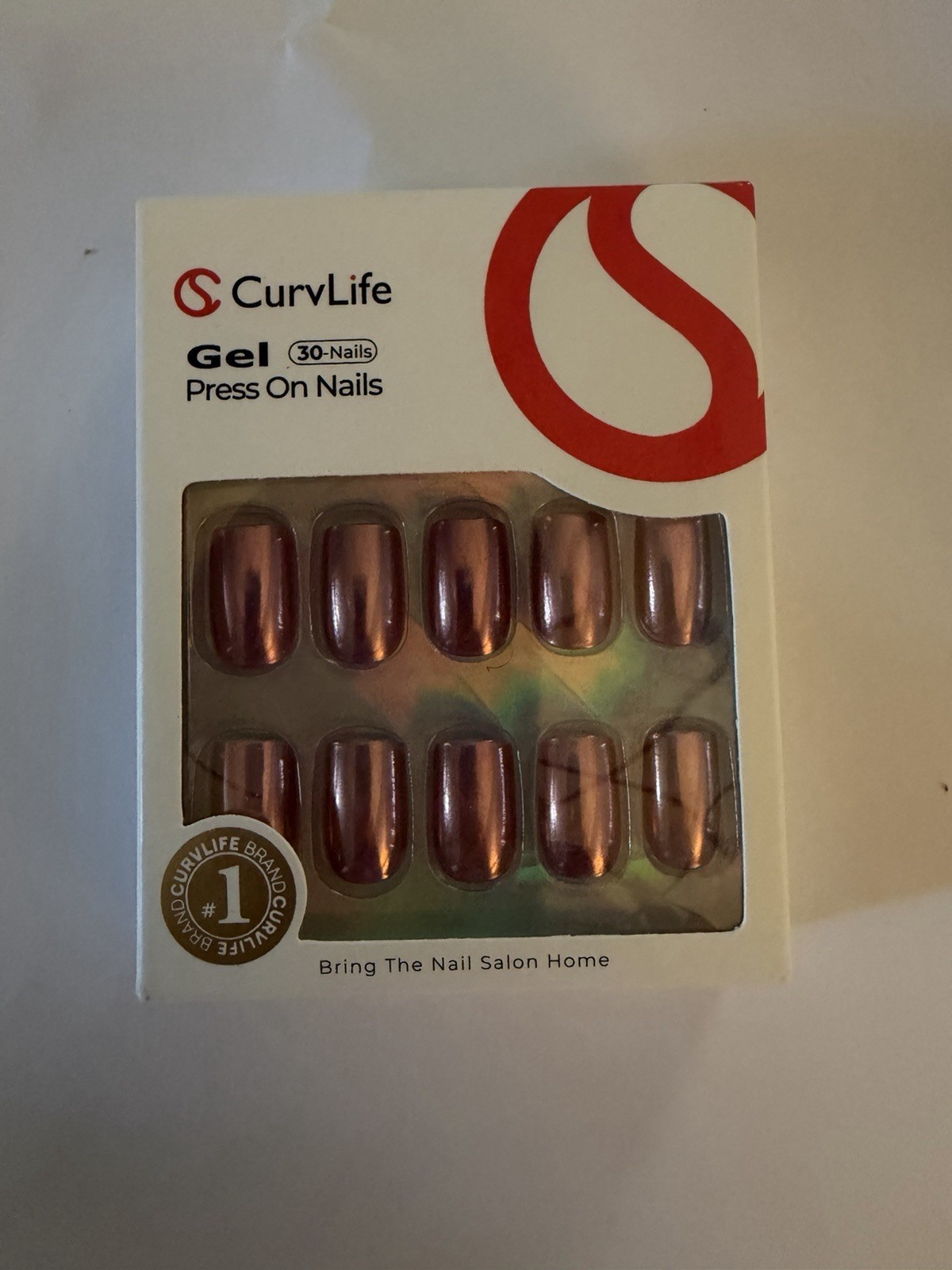 NEW! Curvlife Gel Square Press-On Nails Pink Shimmer