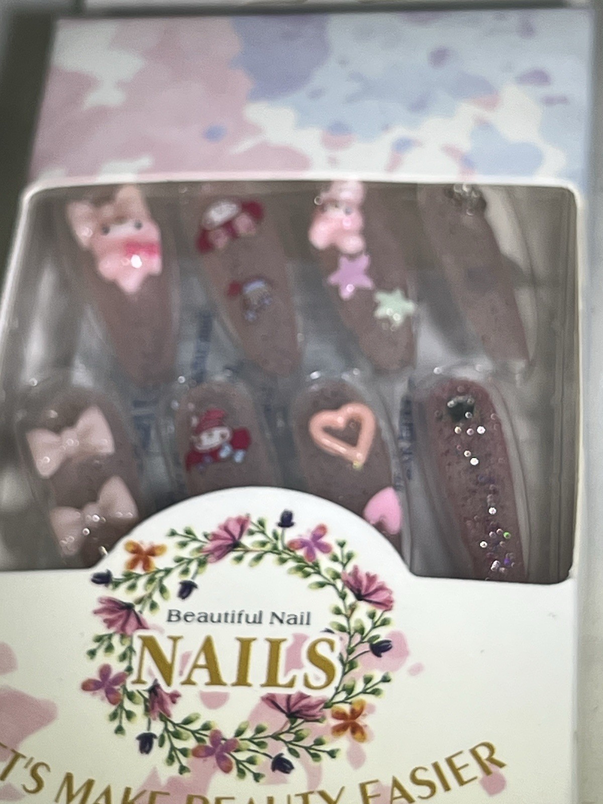 beautiful nails kit For Girls Pink Glittery, Bows Hearts, Teddie Bears , Stars