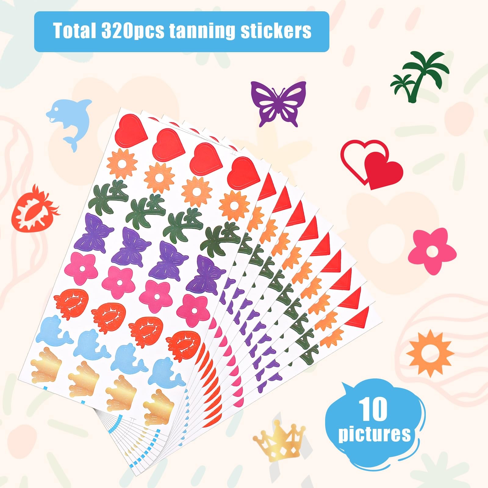 320pcs Tanning Stickers for Body, 9.8 x 5.5inch M, As Shown in the Picture