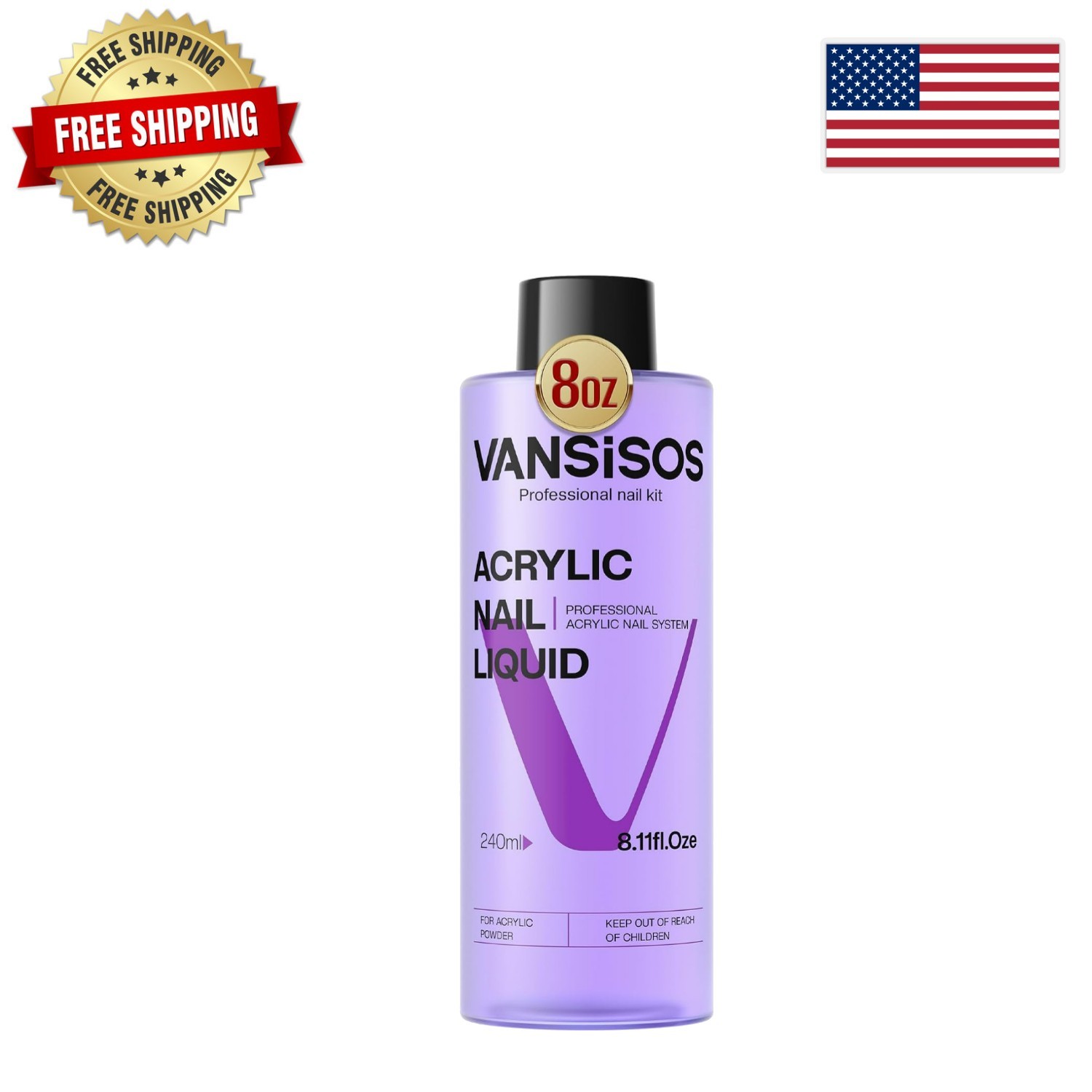 Professional Acrylic Nail Liquid 8oz – Safe, Low Odor & MMA-Free for Home Use