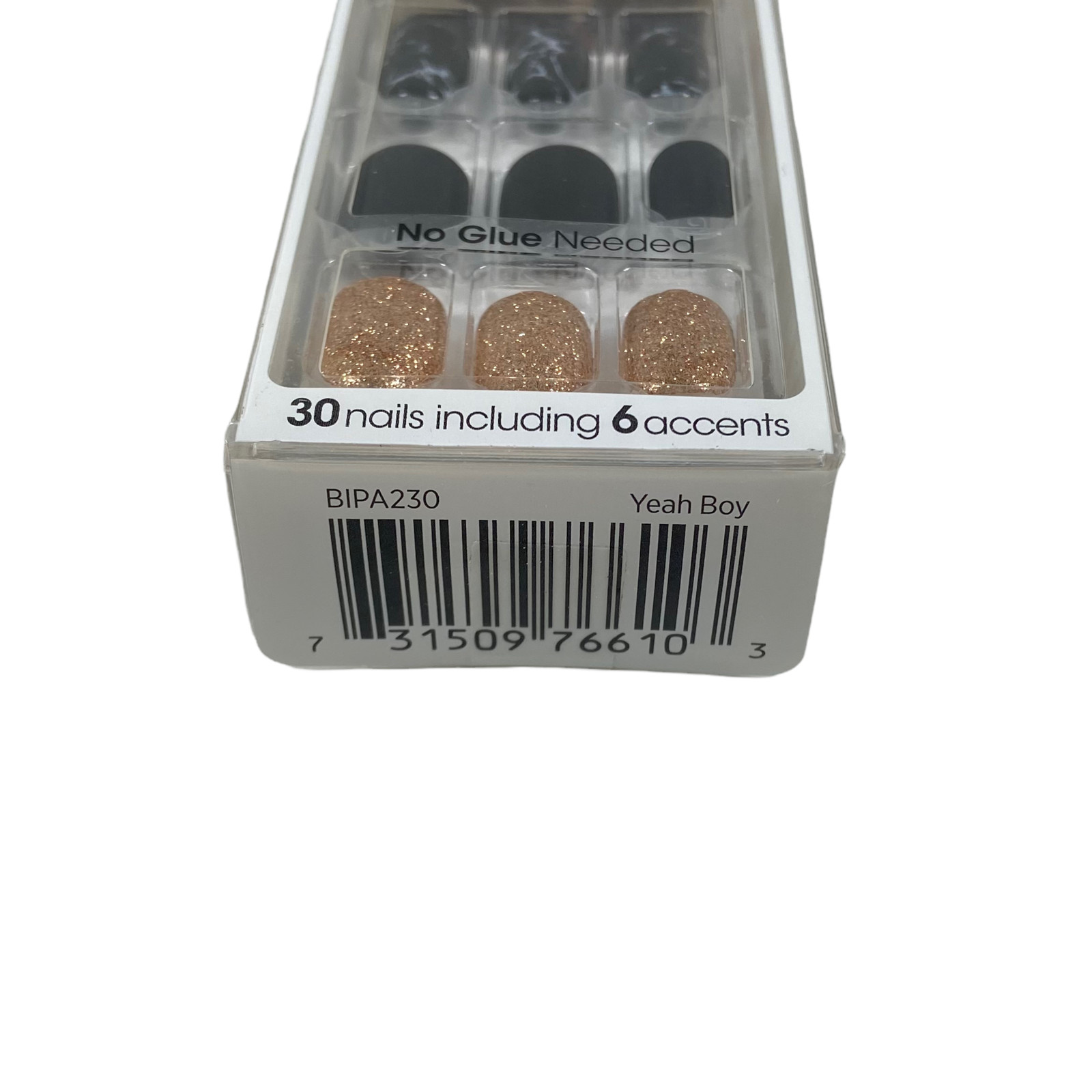 NEW Kiss Nails Impress Press On Manicure Short Gel Black Marble Gold Glitter